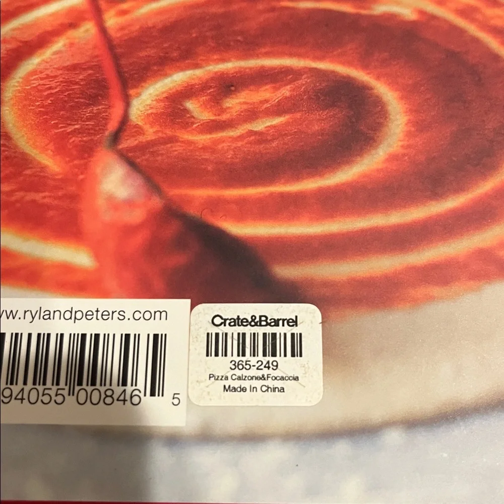 Crate&Barrel Pizza Cookbook - Red and White Cover
